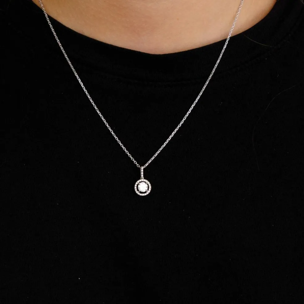 Pendentif sur Chaine Diamant Or Blanc