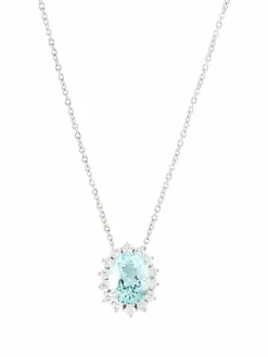 Pendentif sur chaîne Aigue-marine Diamants