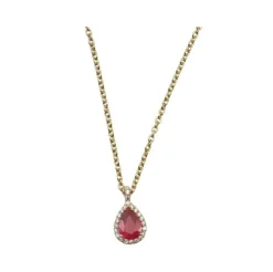 Pendentif sur chaîne Or Jaune Rubis Diamants