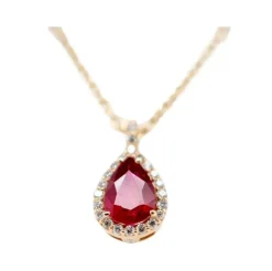 Pendentif sur chaîne Or Jaune Rubis Diamants
