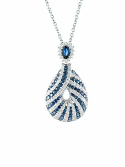 Pendentif sur chaîne Saphirs et Diamants