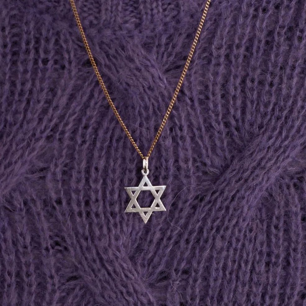 Pendentif étoile de David Or blanc