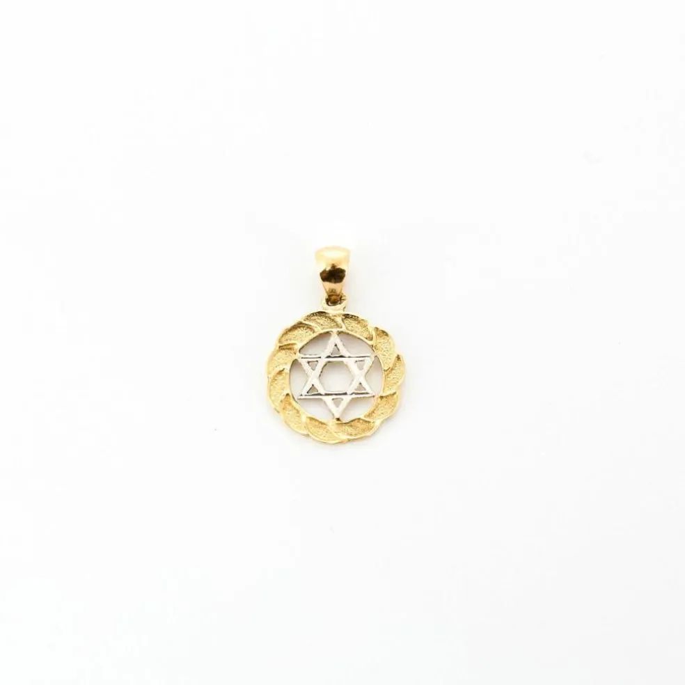 Pendentif étoile de David or jaune et blanc