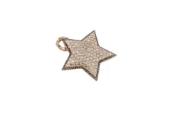 Pendentif étoile en or rose pavé de diamants