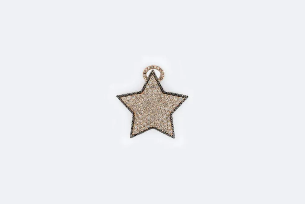 Pendentif étoile en or rose pavé de diamants