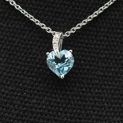 Pendentif topaze or blanc diamants