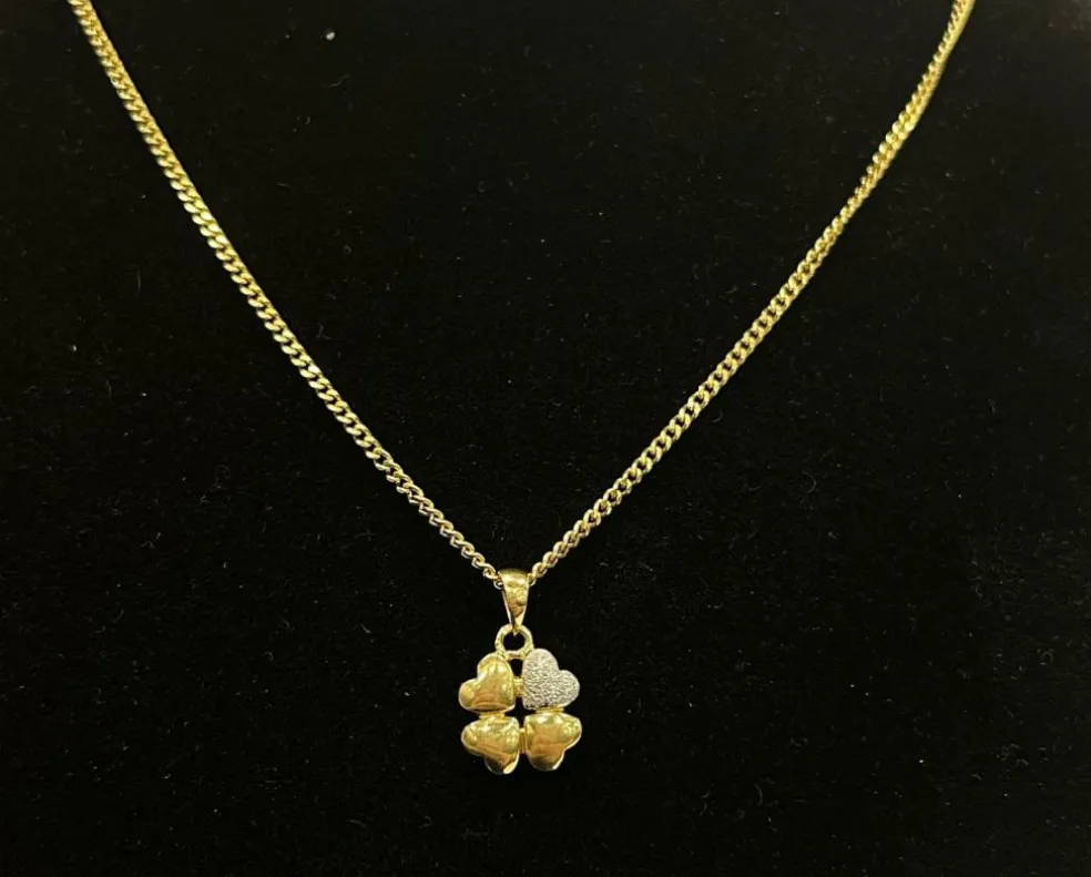 Pendentif Trèfle à 4 Coeurs 2 ors