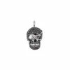 Pendentif tête de mort en or blanc avec pavé de diamants noirs