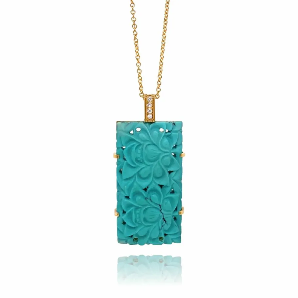 Pendentif Upcyclé Or Fairmined Turquoise et diamants