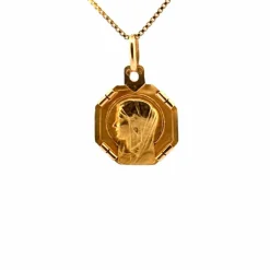Pendentif Vierge Marie médaillon or jaune