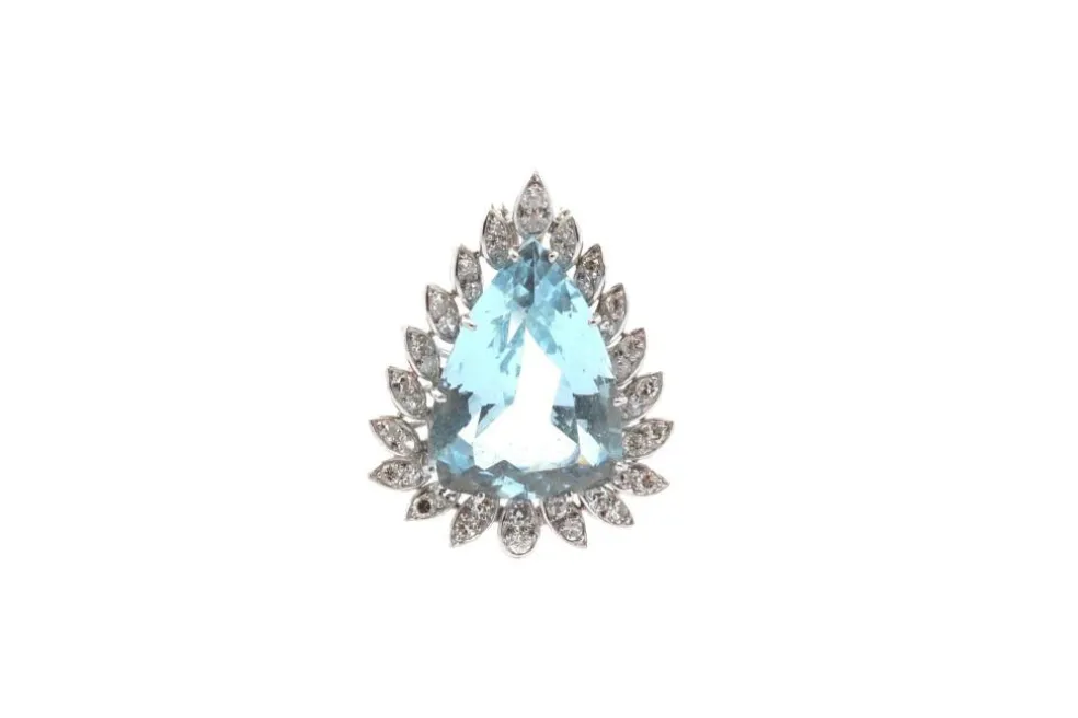 Pendentif vintage aigue-marine et diamants