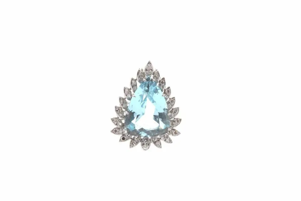 Pendentif vintage aigue-marine et diamants