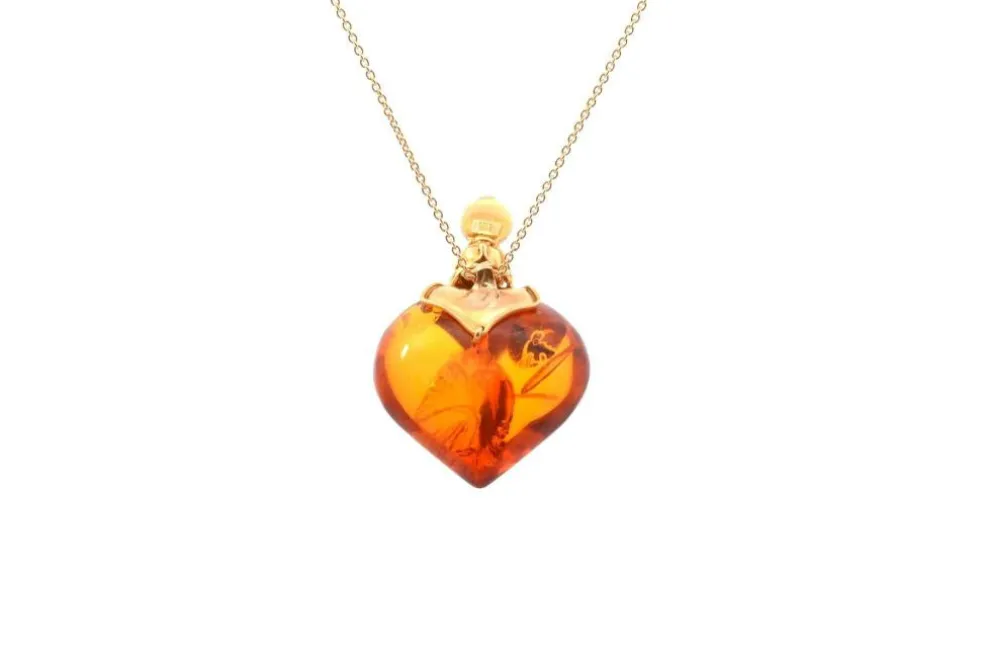Pendentif vintage ambre et or 21k