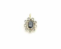 Pendentif vintage avec saphir et diamants rosettes