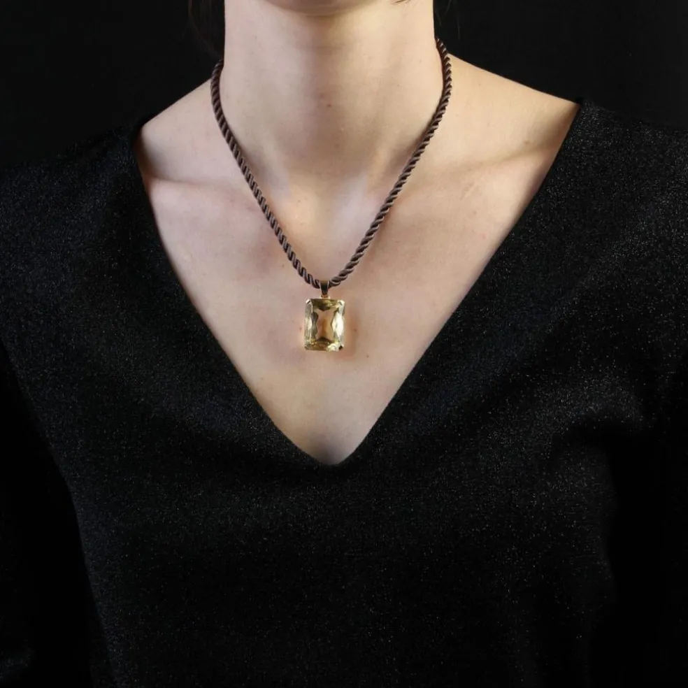 Pendentif vintage citrine et or