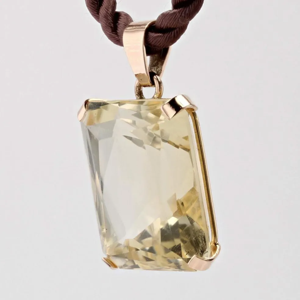 Pendentif vintage citrine et or