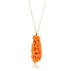 Pendentif Vintage Corail Or et Diamant