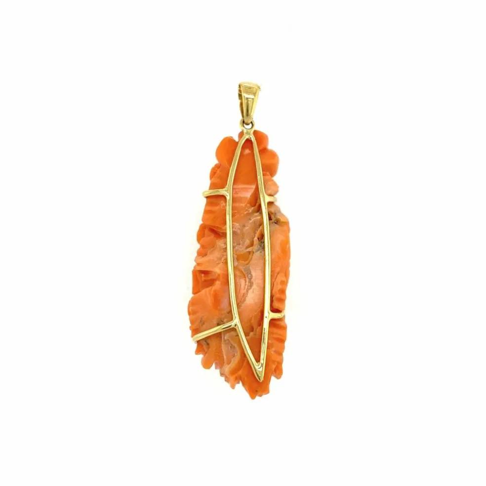 Pendentif Vintage Corail Or et Diamant