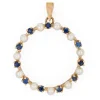 Pendentif vintage en forme de cercle avec perles de culture et saphir