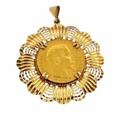 Pendentif vintage or 18 carats et pièce de 20 Francs Napoléon