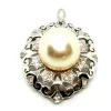 Pendentif Vintage Or blanc Perle