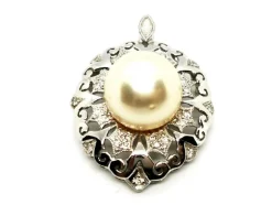 Pendentif Vintage Or blanc Perle