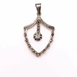 Pendentif Vintage or blanc et diamants