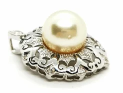 Pendentif Vintage Or blanc Perle