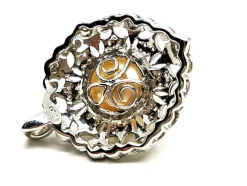 Pendentif Vintage Or blanc Perle