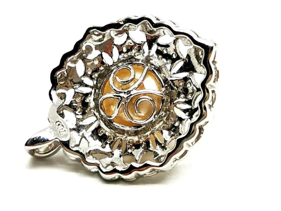 Pendentif Vintage Or blanc Perle