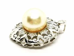 Pendentif Vintage Or blanc Perle