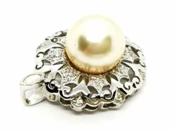 Pendentif Vintage Or blanc Perle