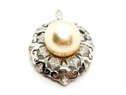 Pendentif Vintage Or blanc Perle