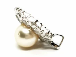 Pendentif Vintage Or blanc Perle