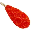 Pendentif vintage or jaune, corail finement ciselée de fleur