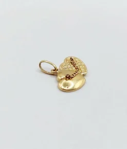 Pendentif vintage or 18k formant deux cœurs accolés reliés par une chaine