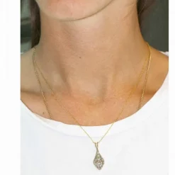 Pendentif vintage original en or et en platine avec diamants