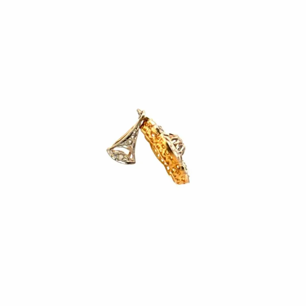 Pendentif Vintage ors jaune et blanc, diamants