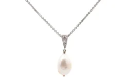 Pendentif vintage perle de culture d'eau douce et diamants