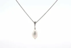 Pendentif vintage perle de culture d'eau douce et diamants