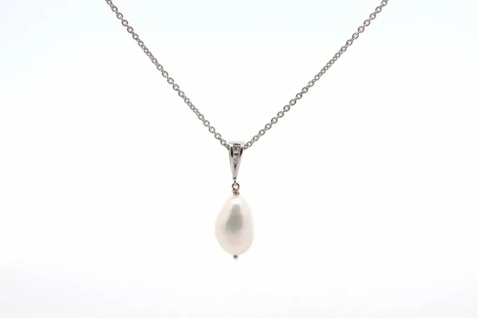 Pendentif vintage perle de culture d'eau douce et diamants