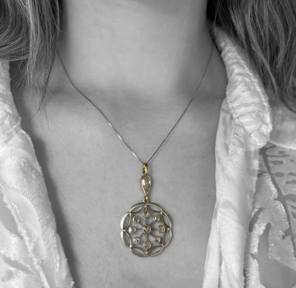 Pendentif XIXe siècle diamants taille rose