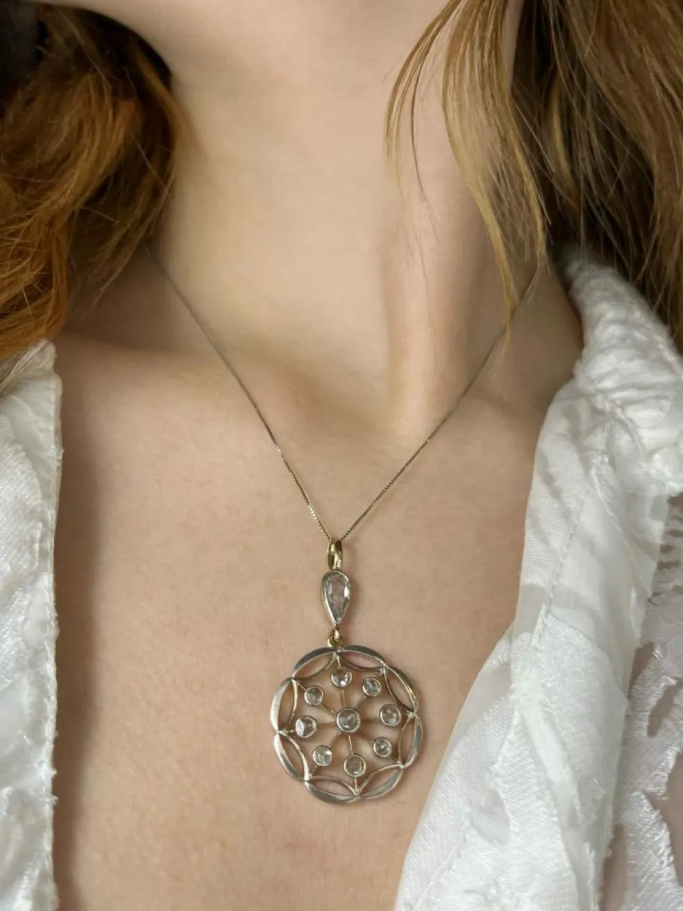 Pendentif XIXe siècle diamants taille rose