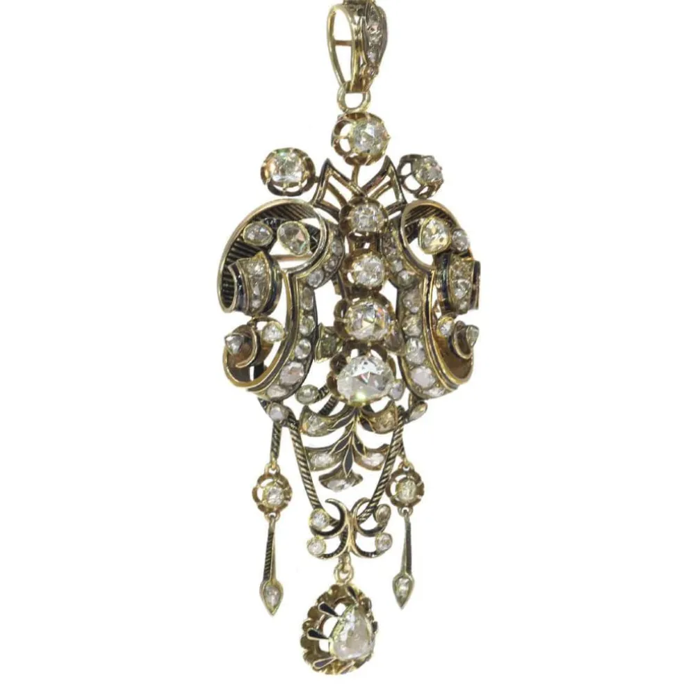Pendentif/broche, diamant,émail