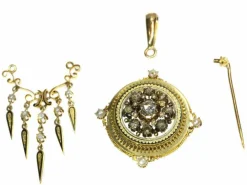 Pendentif/broche diamants et perle émaillée