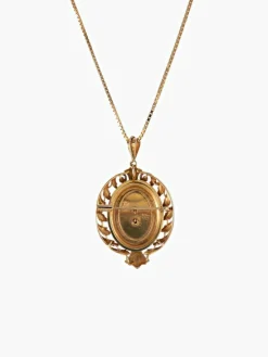 PENDENTIF/BROCHE OR JAUNE GRENAT/PERLES