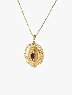 PENDENTIF/BROCHE OR JAUNE GRENAT/PERLES