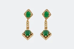 Pendentifs en or jaune avec diamants et émeraudes