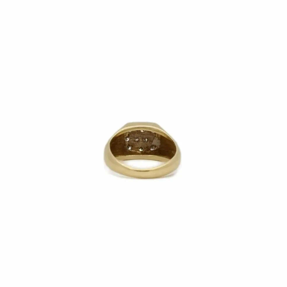Petite chevalière or jaune et blanc pavage diamants