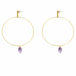 PIANEGONDA - Boucles d'oreilles or jaune et améthyste